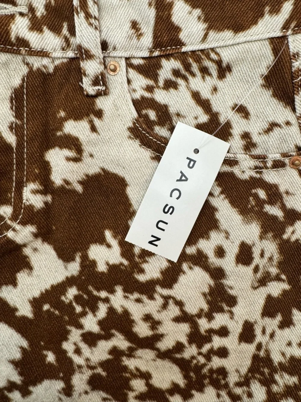 PacSun Cow Print Low Rise Denim Micro Skirt